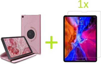 Book Cover Geschikt voor: Samsung Galaxy Tab A7 Lite Multi Stand Case - 360 Draaibaar Tablet hoesje - Tablethoes - Rosé Goud + 1x Screenprotector