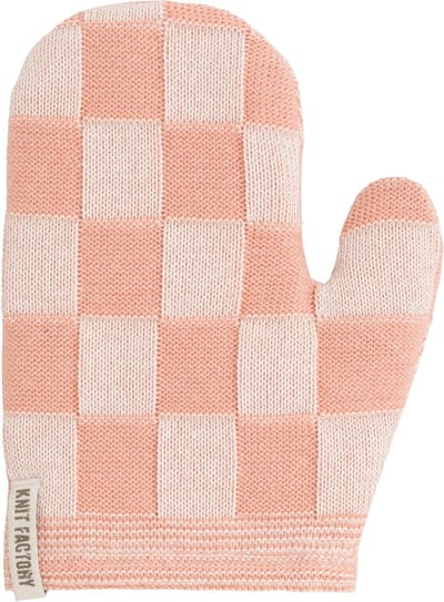 Knit Factory Ovenwant Block - Hittebestendige ovenhandschoen - keukenhandschoen - Gemaakt van 50% katoen & 50% acryl - Slijtvast - Ecru/Apricot