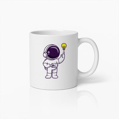 Creatieve Astronaut met Lampje Mok – Unieke Ruimteverkenner Beker voor Liefhebbers van Wetenschap en Innovatie