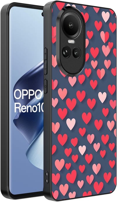 Smartphonica Telefoonhoesje Geschikt voor Oppo Reno 10 / 10 Pro met Roze en Rode Hartjes Opdruk - TPU Backcover Case With Rosé and Red Heart Design geschikt voor Oppo Reno 10;Oppo Reno 10 Pro