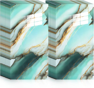 40 Stuks Zelfklevende Keukensplashboard Tegels 30x60 cm - Ook voor Badkamer & Woondecoratie - Echte Tegel Look zonder Breekwerk,Blauwe iriserende glans