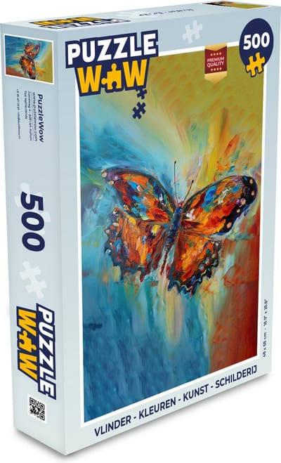 Puzzel Vlinder - Kleuren - Kunst - Schilderij - Legpuzzel - Puzzel 500 stukjes