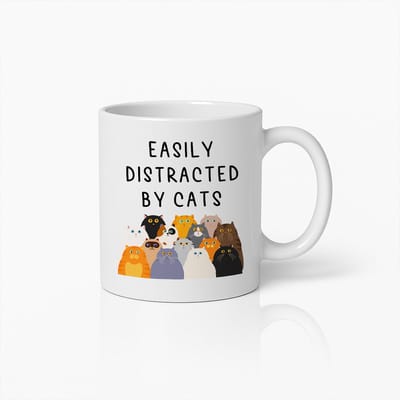 330ml Gemakkelijk Afgeleid Door Katten Mok – Schattige Kattenshaker Koffiebeker Cadeau