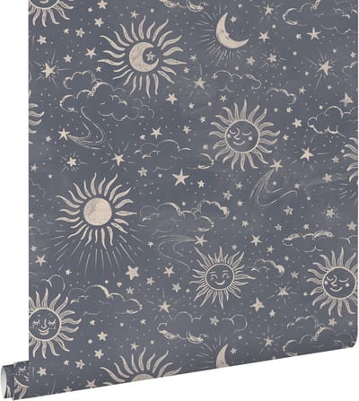 ESTAhome behang sterrenhemel blauw - 50 x 900 cm - 132078