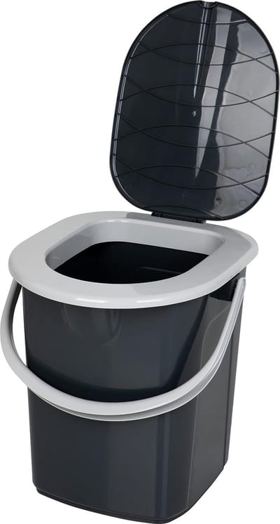 Ecologisch Mobiel Campingtoilet 22 liter met Max. Draagkracht tot 120 kg - 100% Gerecycled Kunststof PP, Eco-Antraciet, Eenheidsmaat