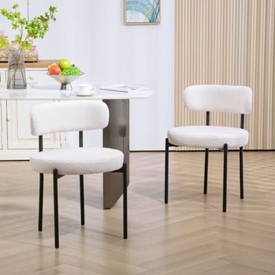 MODFU - Eetkamerstoelen Set Van 2 - Gestoffeerd - Modern - Voor Eethoek - Polyester - Crèmewit