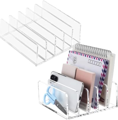 Ibenzoa® Transparante acryl brievenhouders met vijf vakken voor een georganiseerd bureau