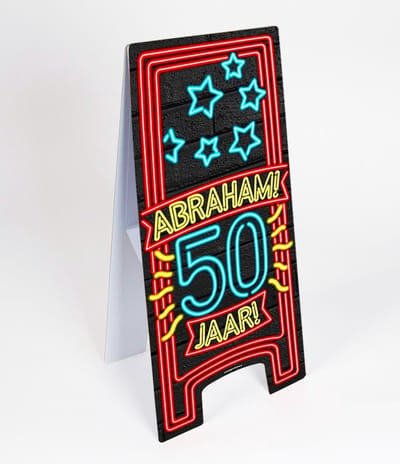Abraham Warning Sign 50 jaar Neon 62,5cm