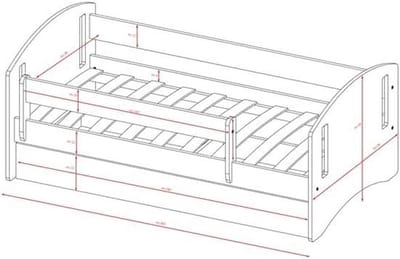 Dagbed - Logeerbed - Slaapruimte creëren - Afneembare veiligheidsbarrière - 1 persoon - Roze
