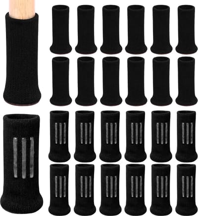 24 Stuks Stoelsokken Meubelbeschermers Zwart - Antislip Vloerbeschermers voor Poten (1 tot 2 inch)