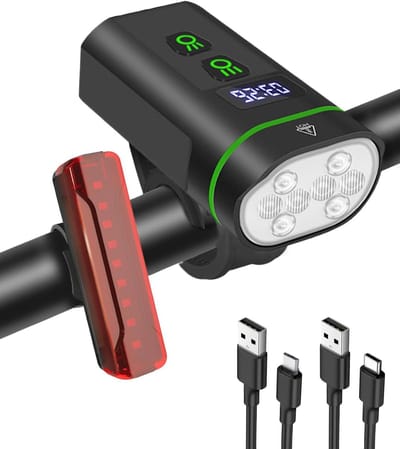 Superheldere Fietslichten voor Veilig Fietsen in de Nacht - 8000 Lumen, IPX67 Waterdicht, Brede Stralingshoek