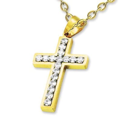 Amanto Ketting Dieke G - 316L Staal Goudkleurig - Kruis - 24x13mm - 45cm