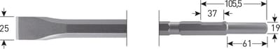 6-kant Plattebeitel 25x380mm 6-kant ø21,0 / ø19x66 - 2154011