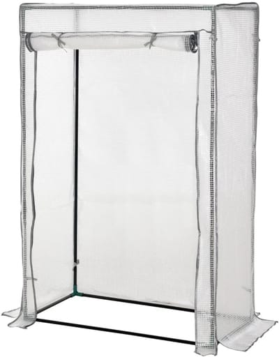 Kas met Roldeur - Tuinkas met PE-gaasfolie - Foliekas - Broeikas - Koude Bak - Winterbestendig - Kweekkas - Tomatenkas - Groentekas - Plantenkas - voor Groenten, Bloemen, Planten - 100x50x150 cm - Wit