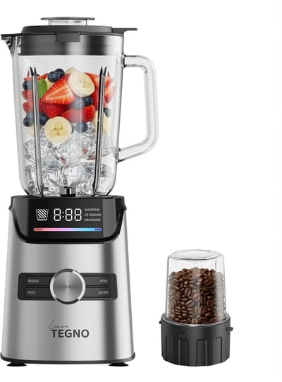 Linea Tegno Power Blender PRO-BL2030 - Professionele Smoothies & Shakes maker - 1400W - 1.7L Glazen beker, LED-kleurendisplay- met extra 250ML koffiemaler - Krachtig, stil en eenvoudig reinigen.