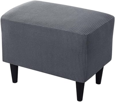 SnelShoppen - Ottomankap Plaid Jacquard Rectangle Stretch Voetbank Cover met Elastische Onderkant, Wasbare Pouffe Stoelcover voor Woonkamer en Slaapka
