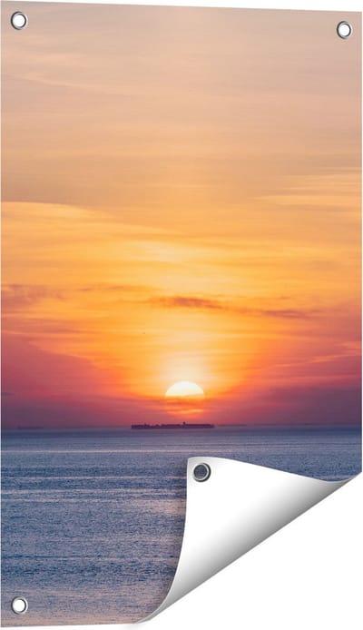 Gards Tuinposter Zonsondergang in de Noordzee - 40x60 cm - Tuindoek - Tuindecoratie - Wanddecoratie buiten - Tuinschilderij