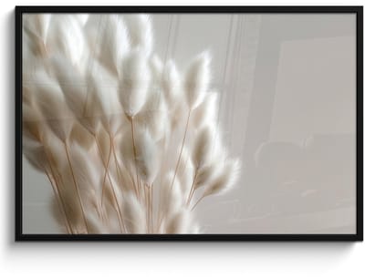 Poster in lijst - Fotolijst 120x80 cm - Posters - Pluimen - Beige - Minimalistisch - Posterlijst zwart - Decoratie - Wanddecoratie woonkamer - Muurdecoratie slaapkamer