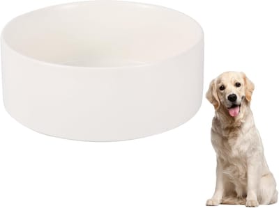 Grote voer- en waterbak voor honden - Keramische hondenbak van 1800 ml - Wit
