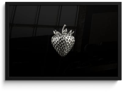 Poster in lijst - Fotolijst 60x40 cm - Posters - Aardbei - Zaadstructuur - Realistisch - Posterlijst zwart - Decoratie - Wanddecoratie woonkamer - Muurdecoratie slaapkamer