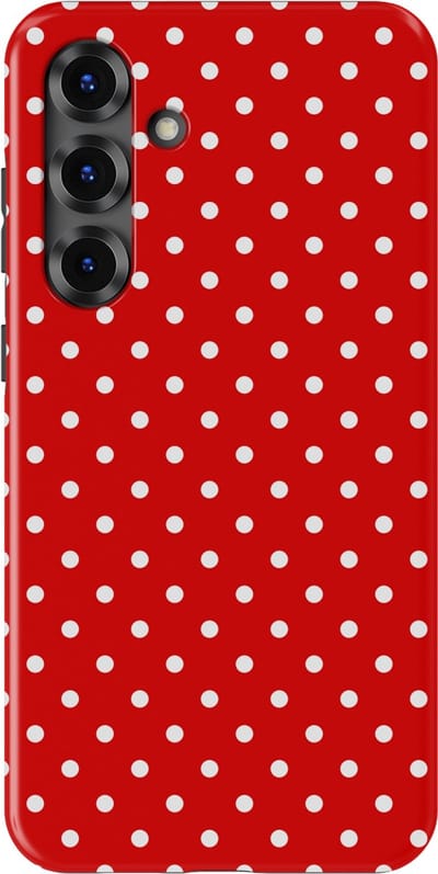Polka Dots Hoesje Samsung Galaxy S25 Plus | Geschikt Voor Mag | Stippen Design Backcover Samsung Galaxy S25 Plus Classic Red