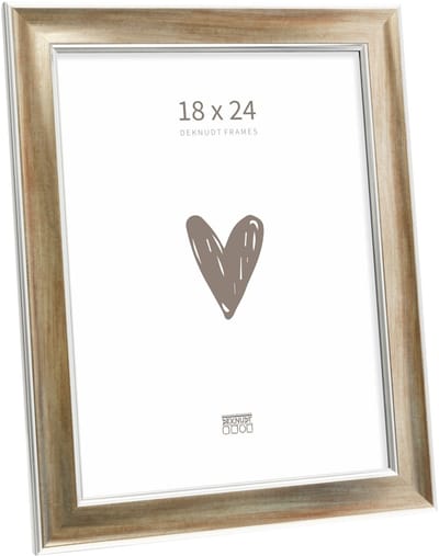 Deknudt Frames fotolijst S244D3 - brons met zilverbiesje - 18x24 cm