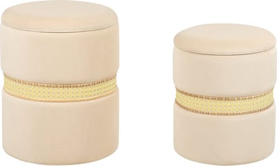 MEDFORD - Poef - Lichtbeige - Fluweel