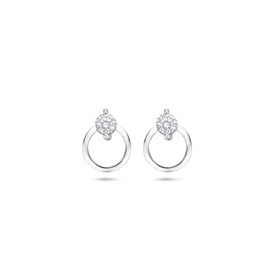 Zilver gerhodineerd oorknoppen zirkonia 10,5 mm - 1339796