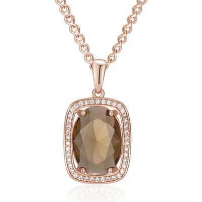 Collier Pendentif Zircon Naturel Brun Ovale Pour Femmes Mode Couleur Or Rose Haute Qualité Bijoux de Mariage pour Mariée beige