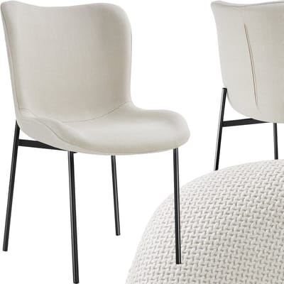 tectake® Gestoffeerde stoel - Eetkamerstoel - Geweven stof - Ergonomische vorm - Hoge rugleuning - Draagkracht 120 kg - Diverse kleuren - Beige/zwart