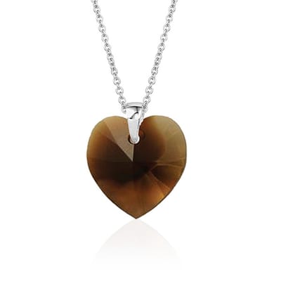 Montebello Ketting Fleur HZ559 - Swarovski Hart - 925 Zilver Gerhod. - Ø14mm - 50cm