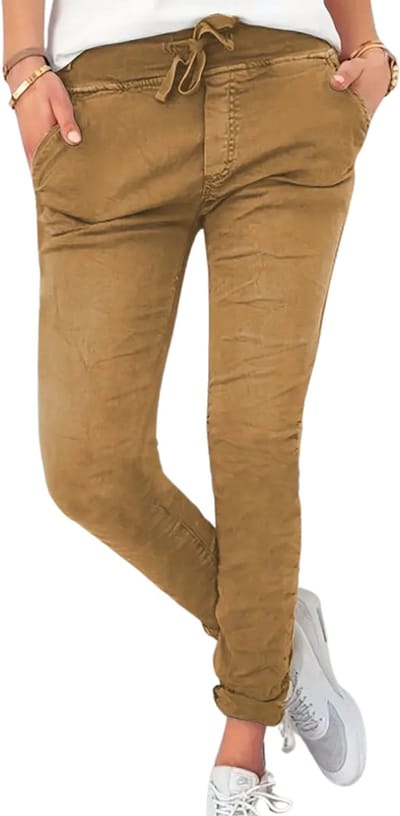 Livano Pantalon Dames - Chino - Golfbroek - Nette Broek - Met Elastische Tailleband - Volwassenen - Khaki - S