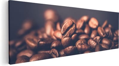 Artaza Canvas Schilderij Koffie Stilleven - 60x20 cm - Muurdecoratie Keuken - Wanddecoratie Koffie - Kamer Accessoires