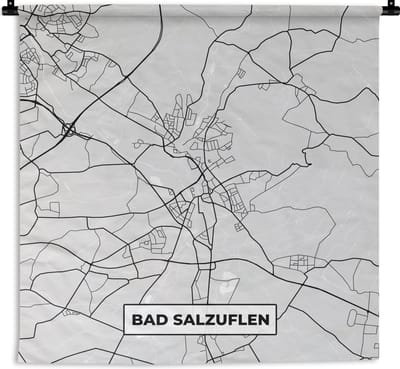 Wandkleed - Wanddoek - Stadskaart - Plattegrond - Bad Salzuflen - Duitsland - Kaart - 180x180 cm - Wandtapijt