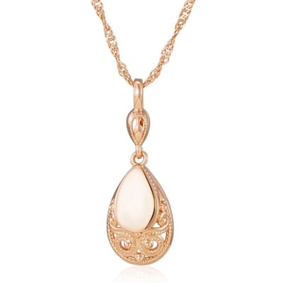 Colliers avec pendentifs couleur Or Rose brillant pour femmes Simples Goutte d'eau Haute qualité Ethnique Mariée Bijoux quotidiens beige