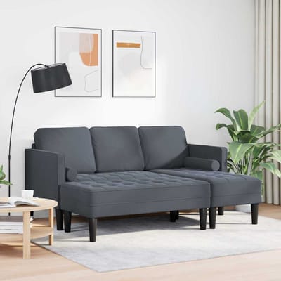 vidaXL Bankstel met kussen 2 pcs Donkergrijs Polyester
