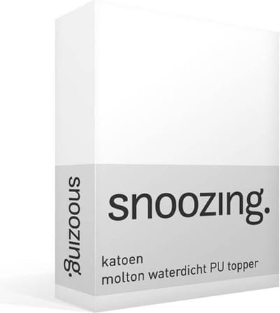 Snoozing - Molton - Katoen - Waterdicht PU - Topper - Hoeslaken - Eenpersoons - 80x200 cm - Wit
