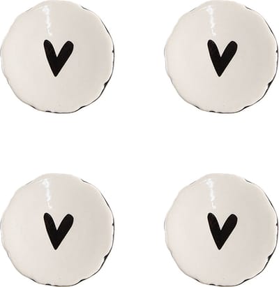 Clayre & Eef Deurknop Set van 4 Ø 4 cm Beige Keramiek Hart