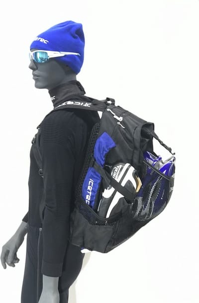Icetec | Wedstrijd schaats rugzak 45ltr incl. helmvak 2.0-2025 - Zwart - speciaal voor "de Echte schaatser" Schaats+Skeelers+Mountainbike+Wielrennen comfortabele rugpads - gebruiksvriendelijk 9 vakken