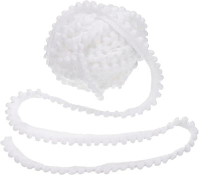 10 yards Pom Pom Trim Lint, 0,5 inch breed wit pompon ball fringe trim naaien franjes stof trim lint voor doe-het-zelf ambachten gordijnen kussen woondecoratie