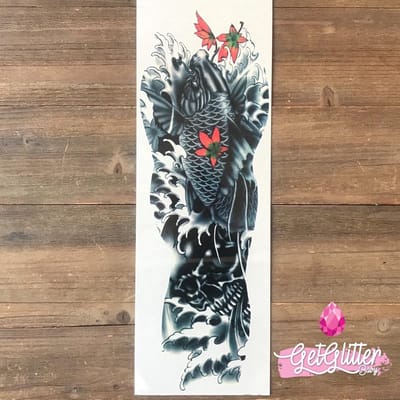 GetGlitterBaby® - Tattoo Sleeve / Tijdelijke Henna Plak Tattoos / Nep Tatoeage voor Volwassenen / Fake Temporary Tattoo Sticker - Karper / Carp