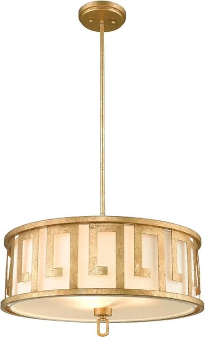 Gilded Nola LED Hanglamp Lemuria | 3X E27 Max 60W | Dimbaar | Distressed Gold, Ivory Shade