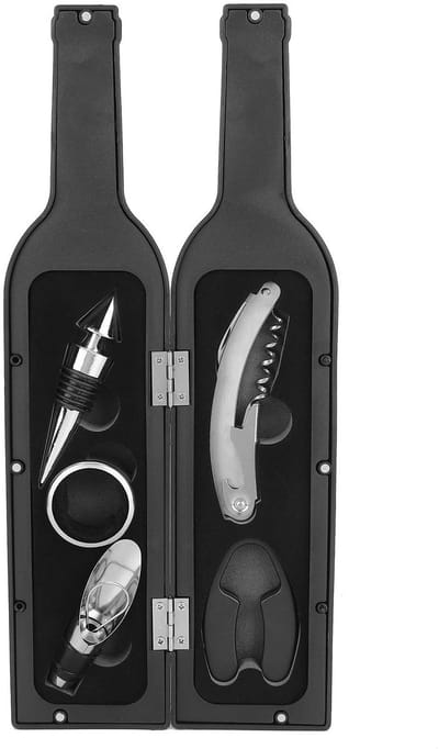Dailygoods- Wijnopener Set 5-delig - Multifunctionele Flesopener - Foliesnijder - Wijnsluiting - Beluchtingsschenktuit - Perfect cadeau voor wijnliefhebbers - Wijnaccessoires