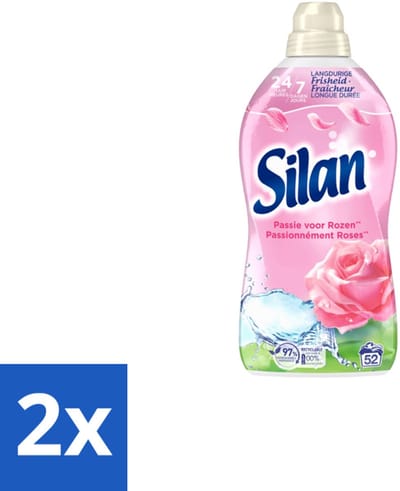 2 x Silan – Wasverzachter – Classic Pink Passie voor Rozen – 1144 ml - Wasverzachter - Roze Geur - Wasgoed Verzachter - Kleding Verzachter - Statische Elektriciteit