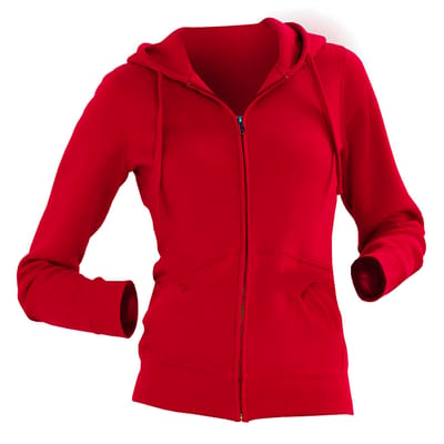 Russell Dames Premium Authentieke Hoodie met rits (3-laagse stof) (Klassiek rood)