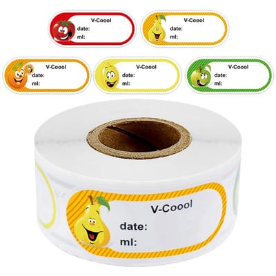 Étiquettes autocollantes de fruits colorés en rouleau, 250 pièces/rouleau, autocollants de cuisine, étiquettes de jus alimentaires