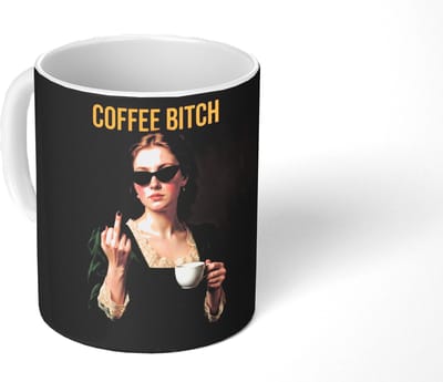 Mok - Koffiemok - Koffie - Vrouw - Middelvinger - Mokken - 350 ML - Beker - Koffiemokken - Theemok