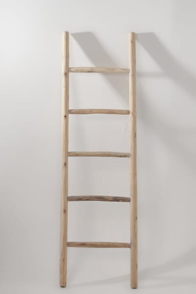 Teakea - Houten Decoratie Ladder Wit Geolied 50x5x150 cm - Decoratieve Handdoekladder