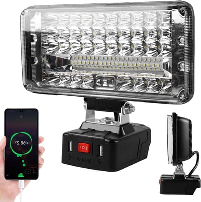 Acculamp voor Makita 18 V - Draadloze led-werklamp 48 W 4800 lm - Draagbare schijnwerper voor bouwplaats camping - 7 inch zoeklicht met USB - Autoreparatie - Niet . .