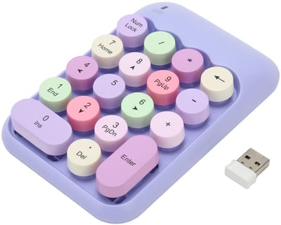 Store_7 - USB Numeriek Toetsenbord - Mechanisch Toetsenblok - Draadloze Overdracht tot 30 m - Paars Thema - Multifunctioneel Numpad - Geschikt voor...